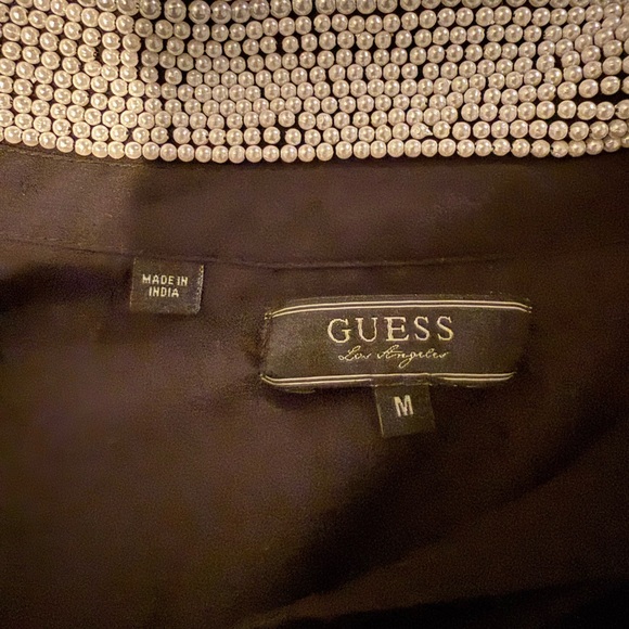 Guess Sheer Black Blouse with Pearl Collar Open Back - Picture 6 of 6